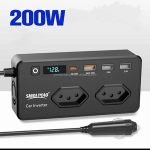 Fast Charging Car Inverter 200W Car Inverter with Digital Display Brazilian OEM Order Customized DC to AC 220V Car Inverter