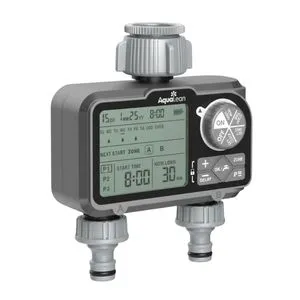 Garden Water Timer LCD Dual Outlet Durable Plastic Delay Feature Outdoor Irrigation Controller