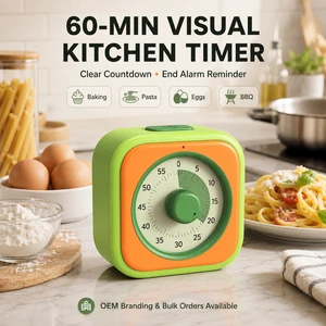60 Min Visual Kitchen Timer Loud Alarm Knob Countdown Timer For Baking Pasta Egg BBQ Cooking OEM