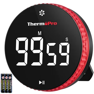 ThermoPro TM04 Digital Kitchen Timer with 99 Hour Range Large LED Display Strong Magnetic Stand for Classroom Office Gym