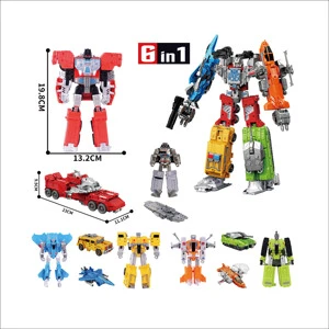 HTL Mini Transforming Toys Fighter Jet Truck Toy Plastic Transforming Combiner Toy DIY Building Blocks Toy for Kids