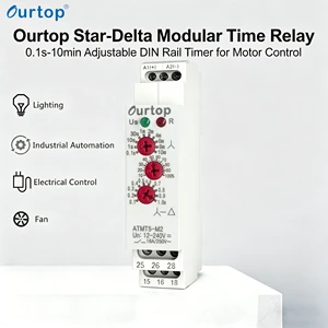 Star Delta Modular 1 Module Din Rain Mounting 16A Acdc 12-240V 0.1S-10M DpdtT Time Relay For Use With Electric Motors.
