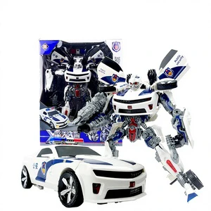 Educational Metal Transformer Toy for Kids Yellow Hornet Police Car Robot Model 8-13 Years Boys Gift in a Windowed Color Box