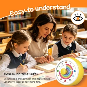 60-Minute Silent Countdown Timer for Kids Homework Sports Visual Eco-Friendly Plastic Painted Frame Alarm Analog Display CE RoHs