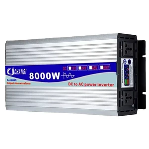 Pure Sine Wave Industrial Motor Inverter 8000W DC 12V/24V to AC 220V 50/60Hz Voltage Converter Big Power Dual Output Solar