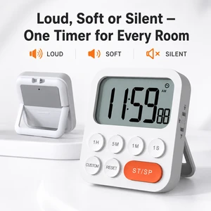 Digital Kitchen Timer Magnetic Countdown Clock Loud Alarm Visual Cooking Timer For Classroom Study Office Gym Use