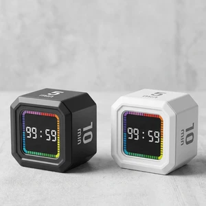 Direct Supplier Custom Logo New Strong Magnetic Back Digital Kitchen Timer Gravity Flip Cube Kids Learning Focus Pomodoro Timer