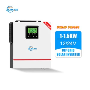 New Popularity Zumax 1Kw 1.5Kw 220V Single Phase 12v/24v Hybrid Solar Inverter Built-in 40A MPPT