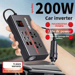 200W Car Inverter 12V/24V 220V Truck Power Conversion Transformer USB Fast Charging Flash Charging Digital Display