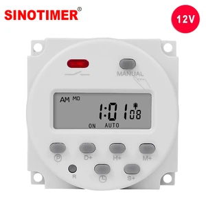 SINOTIMER CN101S 12VDC Digital Timer Switch 16A 7-Day Programmable Time Relay with 1s Interval Timer for Solar System and RV
