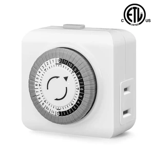 USA Timer Outlet 24 Hours Indoor Plug-in Timer Socket and Programmable Lamp and Light Timers for Electrical Outlets