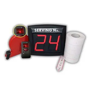 Queue Management System LED Display Wireless Remote 10,000 Tickets-2-Digit Red Counter Outdoor Retail Offices 1-Year Warranty