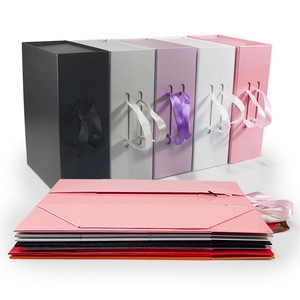 Custom Paper Box Luxury Flip Top Magnetic Clothing Packaging Foldable Luxury Jewelry Perfume Gift Box Ribbon Made Paper Foil