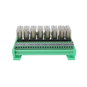 High Quality Miniature 8-Channel PLC Relay Interface Module Epoxy Protection 24V/12V Relay Board LED Monitoring DIN Rail Base