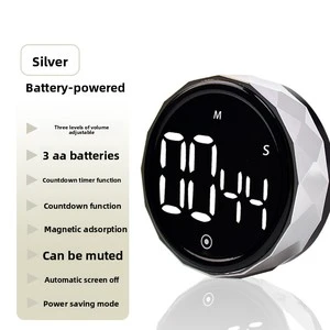 Plastic Rotating Countdown Timer LED Display Alarm Desktop Kitchen Baking Magnetic Suction Student Time Manager Simple