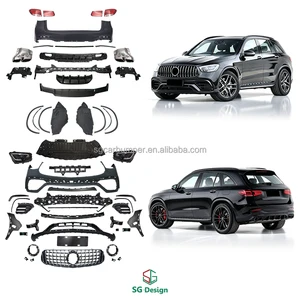 Car Accessories Lights for Mercedes-Benz GLC Class X253 Facelift Old to New GLC63 Style BodyKit Front Rear Car Bumpers Grille