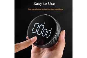 Digital Visual LED Display Magnetic Rotary Dial Productivity Timer with 3 Levels Volume Round Shape for Fitness Baking Studying