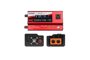 Solar Inverter with 1200W Power. Converts 12V and 24V to 110V DC and Then to AC. Ambient Lighting. Customizable.
