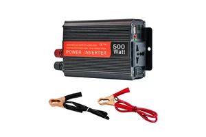 Inverter 12V 220V 500W Corrected Sine Wave Single Phase with USB Black Suitable for Mobile Phones and Laptops