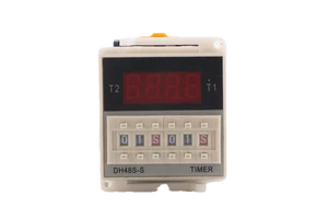 Digital LED Programmable Timer Relay Switch DH48S-S with Socket Base 0.1s to 99h AC/DC 12V-380V Repeat Cycle Timer