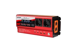 Solar Power Inverter 600W-2000W , 12V/24V DC to 220V AC, With Ambient Lighting for Household Use European Standard Socket