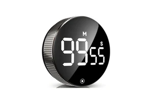 Large LED Display Rotatable Countdown Magnetic Cooking Timer Round Black Digital Kitchen Timer