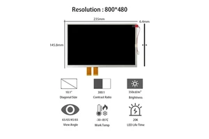 INNOLUX 10.2 Inch LCD Panel AT102TN03 V.8 Indoor Industrial PLC HMI Display 800x480 WVGA LCD Modules With Wide Temperature Range