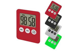 1Pcs 9 Colors Super Thin LCD Digital Screen Kitchen Timer Square Cooking Count up Countdown Alarm Magnet Clock