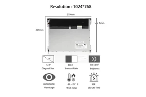 IVO 12.1'' 1024*768 XGA LCD Display M121GNX2 R1 PLC&HMI Panel 12.1 Inch LCD Module