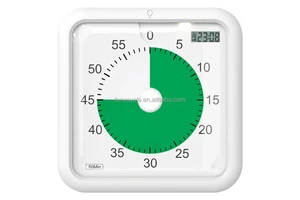 Visual Timer With Clock and Night Light, 60 Minute Countdown Timer for Kids, Magnetic Kitchen Timer With Low Battery Reminder