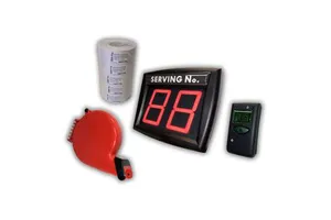 Queue Management System LED Display With Wireless LCD Remote And 10,000 Tickets - 2-Digit Red LED Counter For Retail & Offices
