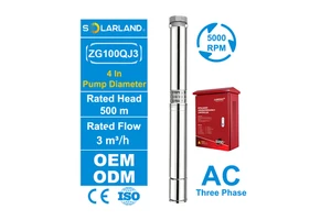 SOLARLAND Pompe Solaire Irrigation High Speed Variable Frequency Solar Deep Well Submersible Water Pump For Agriculture