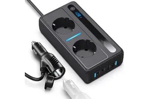 EU Type 300W Power Inverter DC 12V to 220V AC Car Inverter Dual USB Car Adapter PD Fast Car Charger for Laptop Camera Earphones