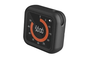 Digital Large LED Countdown Timer with Circular Knob Plastic Material Eco-Friendly for Kitchen & Office Use Black & White