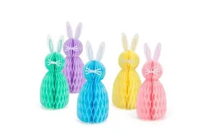 Rabbit Honeycomb Paper Foldable Ball Ornaments Kindergarten Classroom Holiday Party Supplies Easter Theme Indoor Decoration