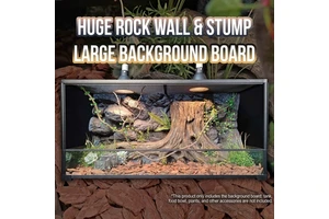 PU Made Realistic 3D Reptile Background with Tree Root Basking Platform & Hiding Cave for Large Bearded Dragon Terrarium Tank