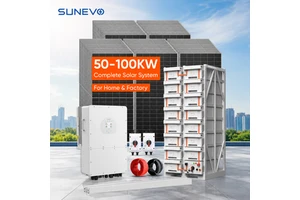 Sunevo 50kw 100kw Hybrid Solar Power System With 3 Phase Inverter And Battery For Manufacturing Energy Saving CE ISO Certified