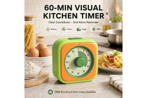 60 Min Visual Kitchen Timer Loud Alarm Knob Countdown Timer For Baking Pasta Egg BBQ Cooking OEM