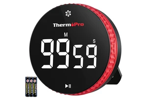 ThermoPro TM04 Digital Kitchen Timer with 99 Hour Range Large LED Display Strong Magnetic Stand for Classroom Office Gym