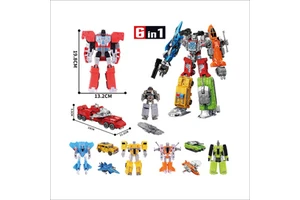 HTL Mini Transforming Toys Fighter Jet Truck Toy Plastic Transforming Combiner Toy DIY Building Blocks Toy for Kids