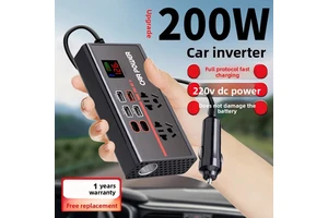 200W Car Inverter 12V/24V 220V Truck Power Conversion Transformer USB Fast Charging Flash Charging Digital Display