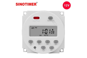 SINOTIMER CN101S 12VDC Digital Timer Switch 16A 7-Day Programmable Time Relay with 1s Interval Timer for Solar System and RV