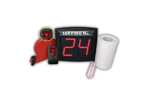 Queue Management System LED Display Wireless Remote 10,000 Tickets-2-Digit Red Counter Outdoor Retail Offices 1-Year Warranty
