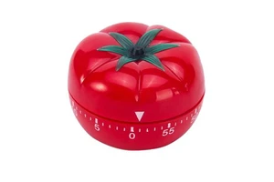 Manual Plastic Tomato-Shaped Kitchen Timer with Ring Alarm-Eco-Friendly Countdown Clock for Cooking Study Gym Use Red