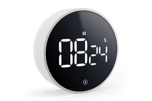 Magnetic LED Silent Timer Digital Plastic Kitchen Countdown Timer Baking Exercise Reminder Self-Discipline Flip Dial Waterproof