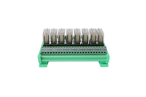 High Quality Miniature 8-Channel PLC Relay Interface Module Epoxy Protection 24V/12V Relay Board LED Monitoring DIN Rail Base