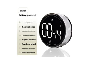 Plastic Rotating Countdown Timer LED Display Alarm Desktop Kitchen Baking Magnetic Suction Student Time Manager Simple