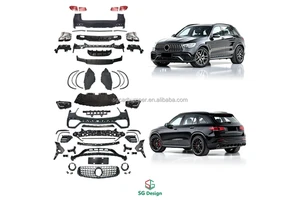 Car Accessories Lights for Mercedes-Benz GLC Class X253 Facelift Old to New GLC63 Style BodyKit Front Rear Car Bumpers Grille