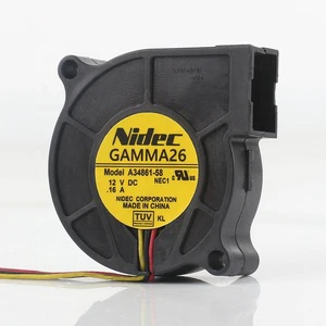 New Original Nidec 5V 24V 48V DC 12V 0.16A AC EC 5015 50X50X15MM 5CM Projector Blower Server Three-wire A34861-58 Cooling Fan