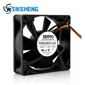 Original Nidec Servo 24V DC 92mm 9225 Axial Fan PUDC24U7C-L01 0.18A 4.3W Ball Bearing Industrial Ventilation Sever Inverter Fan